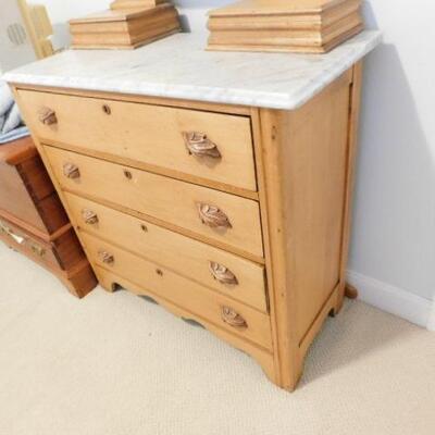 Antique Chest Of Drawers with Vanity Mirror and Marble Top 