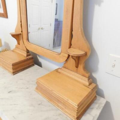 Antique Chest Of Drawers with Vanity Mirror and Marble Top 