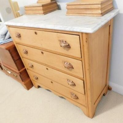 Antique Chest Of Drawers with Vanity Mirror and Marble Top 