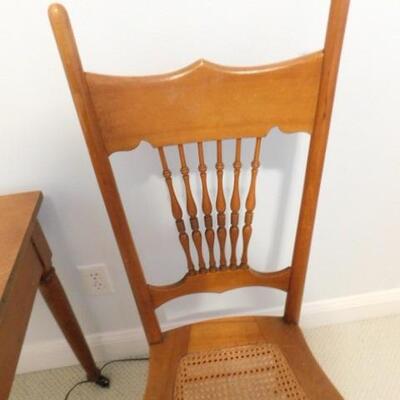 Antique Maple Wood Cane Bottom Chair