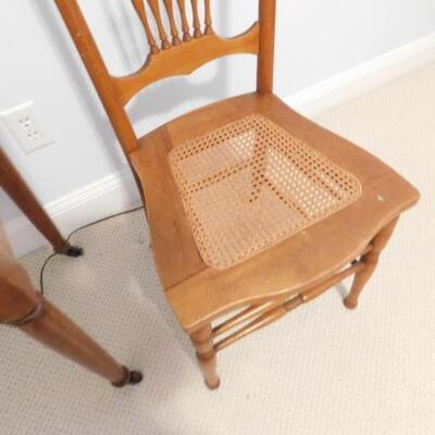 Antique Maple Wood Cane Bottom Chair