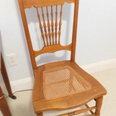 Antique Maple Wood Cane Bottom Chair