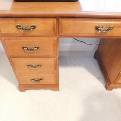 Nice Vintage Solid Wood Knee Hole Desk (No Contents)