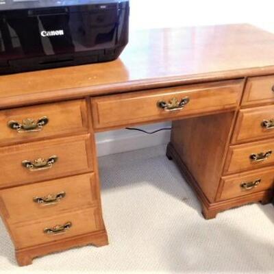 Nice Vintage Solid Wood Knee Hole Desk (No Contents)