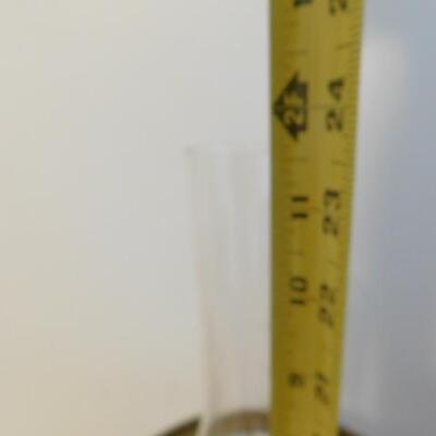 Vintage Table Hurricane Lamp with Clear Glass Post and Layered Milk Glass Shade