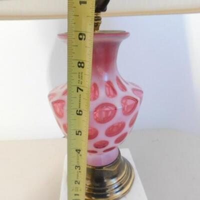 Vintage Fenton Coin Dot Glass Post Lamp with Marble Base 