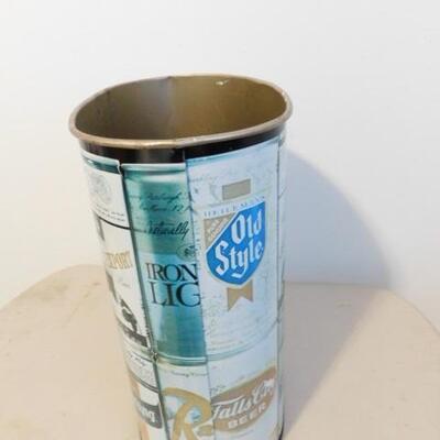 Vintage Tin Old Style Local Brew Brand Waste Can