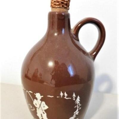 Brown Pottery Never Drink Water Corn Whisky Jug