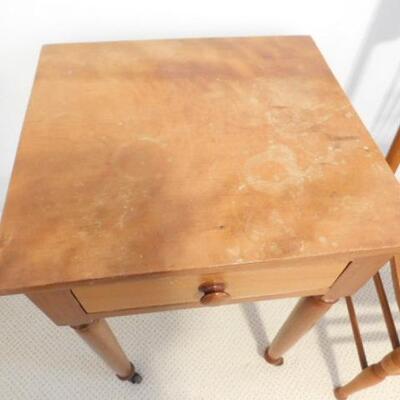 Vintage Solid Wood Accent Table with Single Drawer