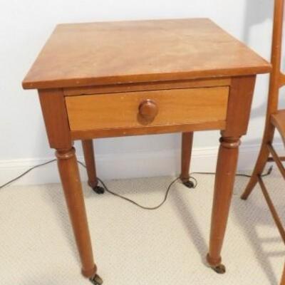 Vintage Solid Wood Accent Table with Single Drawer