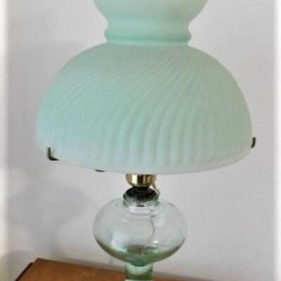 Vintage Vaseline Glass Post Lamp with 10