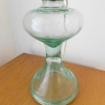 Vintage Vaseline Glass Post Lamp with 10