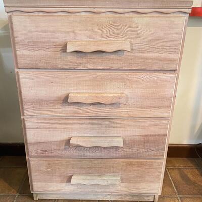 4 DRAWER LIGHT COLORED SOLID WOOD DRESSER