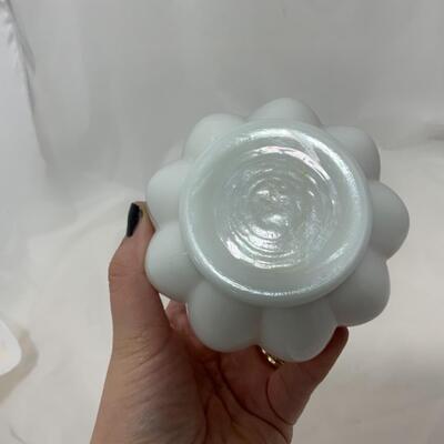 [139] Pink and Milk Glass | Cased Glass | Wave Crest Vase