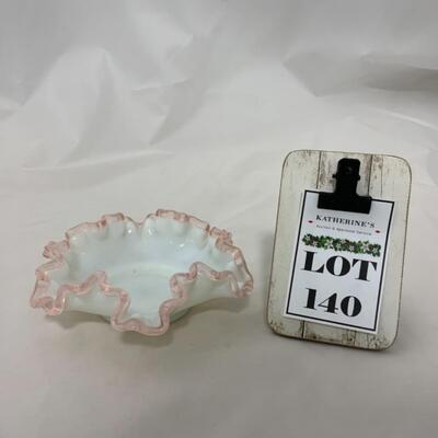 [140] Pink and Milk Glass | Wave Crest | Bon Bon Dish