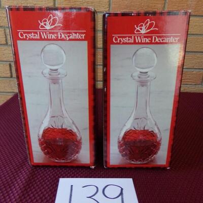 LOT 139  TWO NEW CRYSTAL WINE DECANTERS