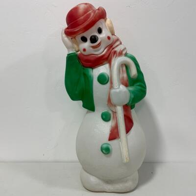 [142] VINTAGE | Delightful Snowman | Blowmold | Lawn Decor | Derby Hat