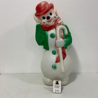 [142] VINTAGE | Delightful Snowman | Blowmold | Lawn Decor | Derby Hat
