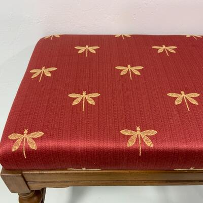 [146] VINTAGE | Reupholstered Vanity Bench | Dragonflies 