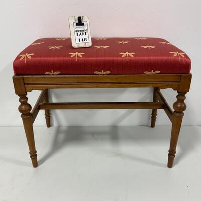 [146] VINTAGE | Reupholstered Vanity Bench | Dragonflies 