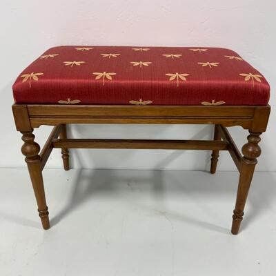 [146] VINTAGE | Reupholstered Vanity Bench | Dragonflies 