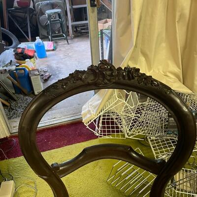 lot 331- carved wooden table, antique chair