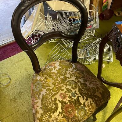 lot 331- carved wooden table, antique chair
