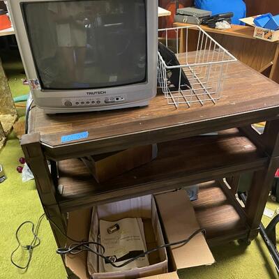 lot 333- rolling cart, tru tech tv