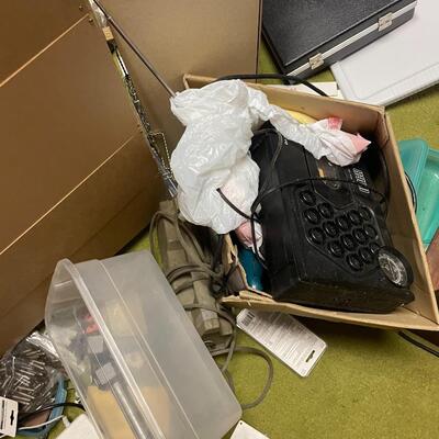 lot 334- misc. plastic containers, bookshelves, misc. items