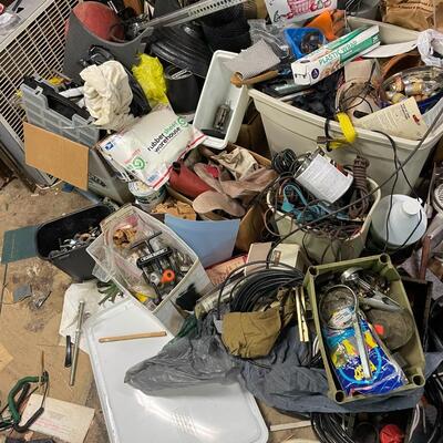 lot 339- shelves, stool, all misc. tools and parts