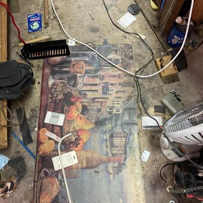 lot 340- shelf, tool bench, all misc. tools, shelves, parts