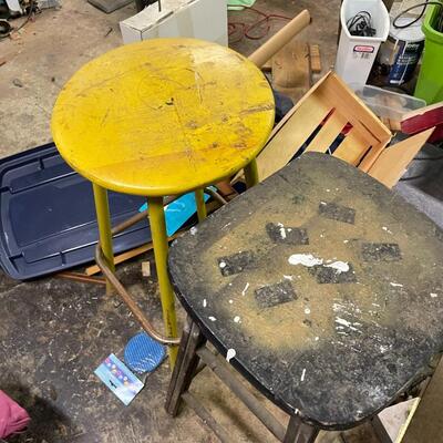 lot 341- tool bench, stools, all misc. tools and parts