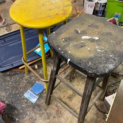 lot 341- tool bench, stools, all misc. tools and parts