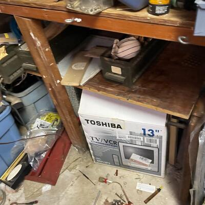 lot 342- all misc. tools/shelves/cabinet/big tools