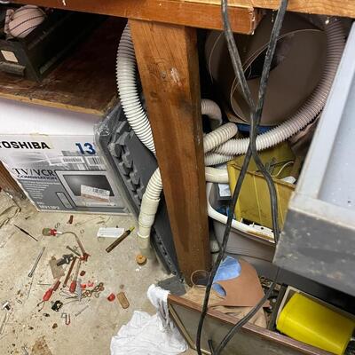 lot 342- all misc. tools/shelves/cabinet/big tools