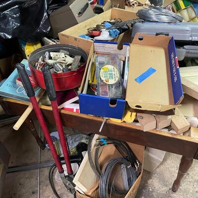 lot 343- shelves, all misc. tools and electronics
