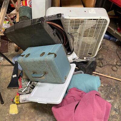 lot 345- shelves, misc. tools, music stands, vacuum, etc.