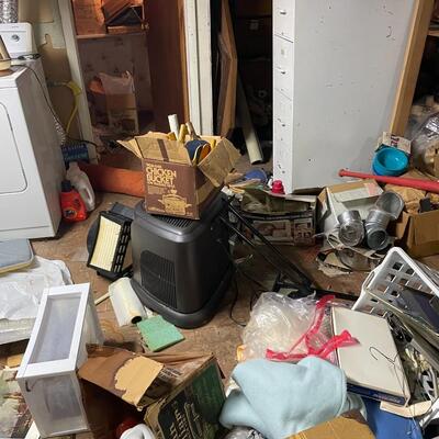 lot 347- misc. shelves with items, chemicals, tools, table, all items