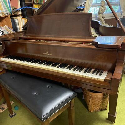 lot 349- Steinway and Sons piano model B serial #281015 appraised for $40,750.00 with stool