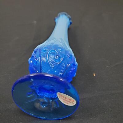 Fenton Sapphire Blue Swing Vase