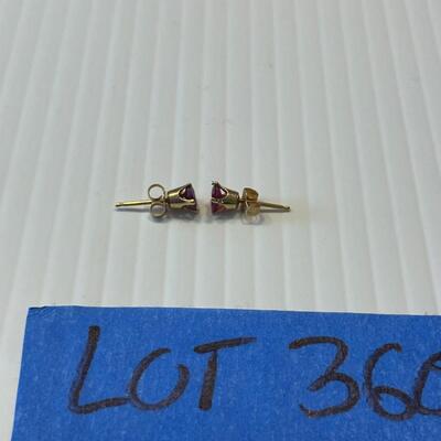 lot 360- 14K gold and ruby earrings