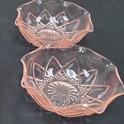 Pink Depression Glass - Sunburst pattern Berry bowls