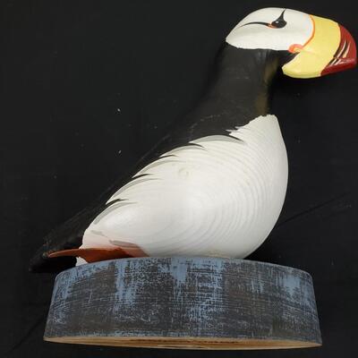 John Nelson Woodcarvings carved Puffin 