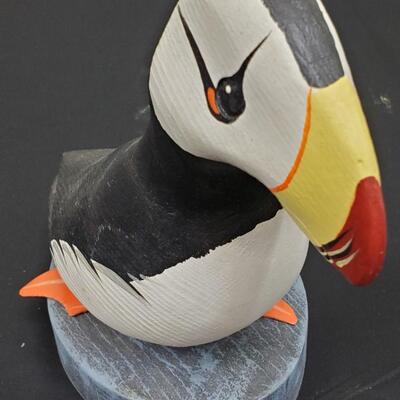 John Nelson Woodcarvings carved Puffin 