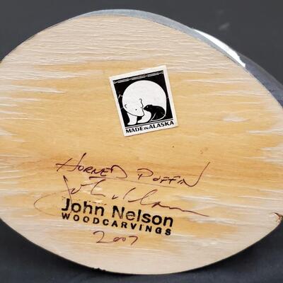 John Nelson Woodcarvings carved Puffin 