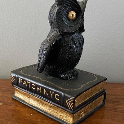 Patch NYC Black & Gold Owl on top of Books Bookend Figurine 