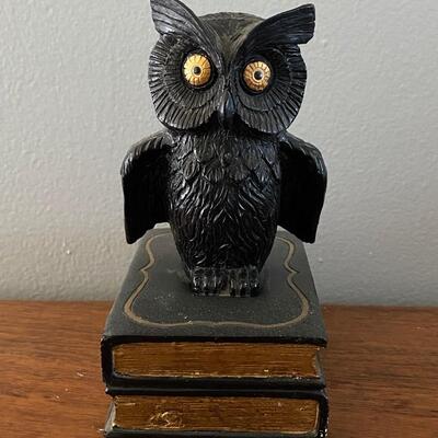 Patch NYC Black & Gold Owl on top of Books Bookend Figurine 
