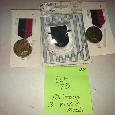 3 Military Items, Patch, Pins, Awards (Lot 73)