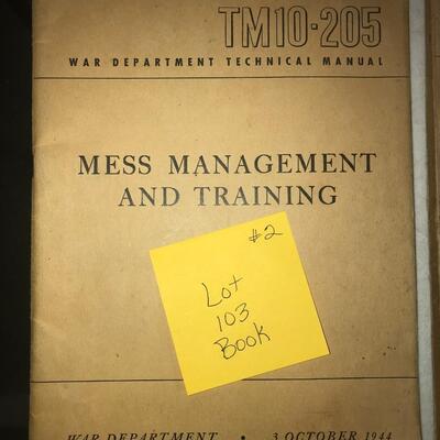 Mess Management And Training War Department Technical Manual Book TM10-205 October 1944 (Lot 103)