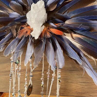 #43  Decorative White Feather & Mother of Pearl Headdress 